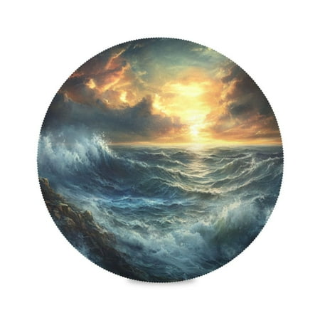 

Round Plate Mat 15.4x15.4 Inchesx6 Placemat Table Mat Kitchen Mat Coffee Mat Fabric Thick Strong Wear-Resistant Heat Resistance Dark Sky Picture