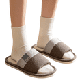 thumbnail image 2 of IEMIEMIEM Linen Slippers for Men Japanese Style Summer House Slippers Indoor Lightweight Open Toe Bathroom Slides Soft Sole Sandals for Home 10 wide, 2 of 6