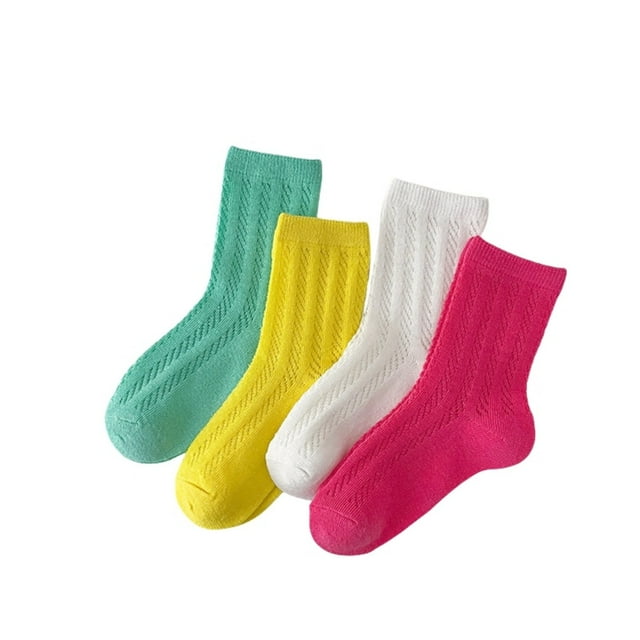 Wdgfv 4 Pairs Breathable Cartoon Print Socks Four-Piece Set for Everyday Comfort Hot Pink S