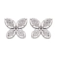thumbnail image 2 of Meera Jewels 925 Sterling Silver Shiny White CZ Flower Stud Earrings Jewelry Gift For Women, 2 of 6