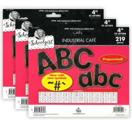 UPC: 0194629103706 | Schoolgirl Style Industrial Cafe Combo Pack EZ Letters 4-inch 219 Pieces per Pack 3 Packs