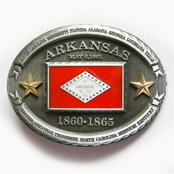 Vintage Oval Arkansas State Flag Belt Buckle Gurtelschnalle Boucle de ceinture