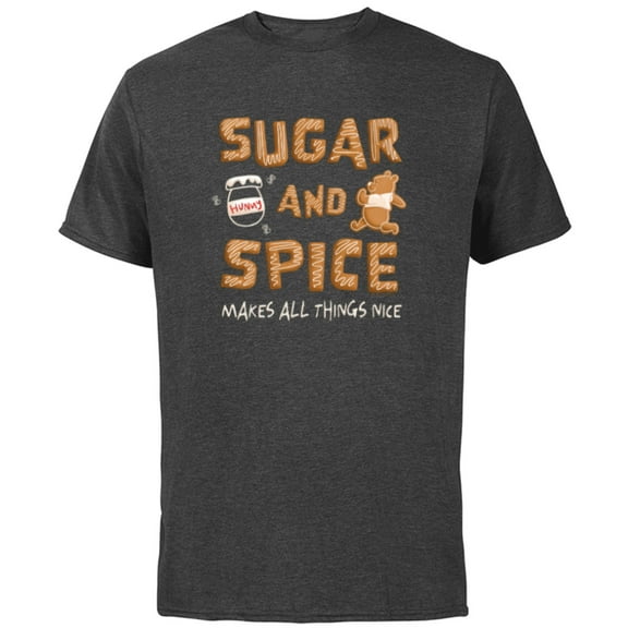 Disney Winnie the Pooh Gingerbread Cookie Sugar and Spice - Short Sleeve Cotton T-Shirt for Adults - Customized-Charcoal