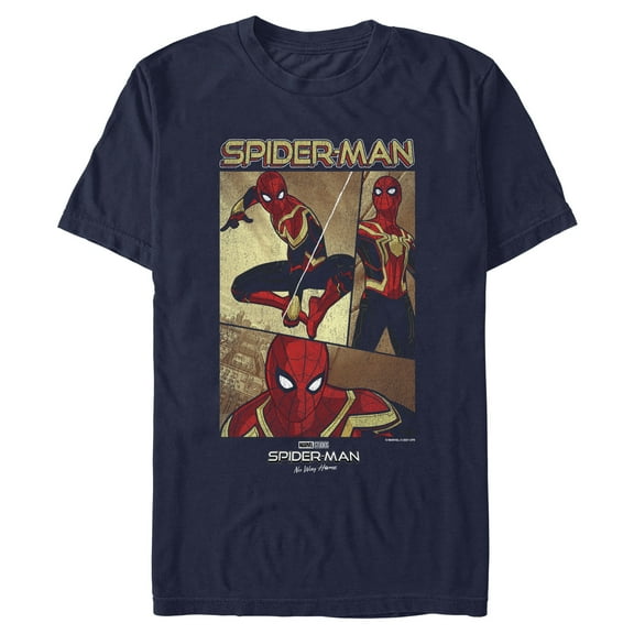 Men's Marvel Spider-Man: No Way Home Three Panel Poster  Graphic Tee Navy Blue Medium