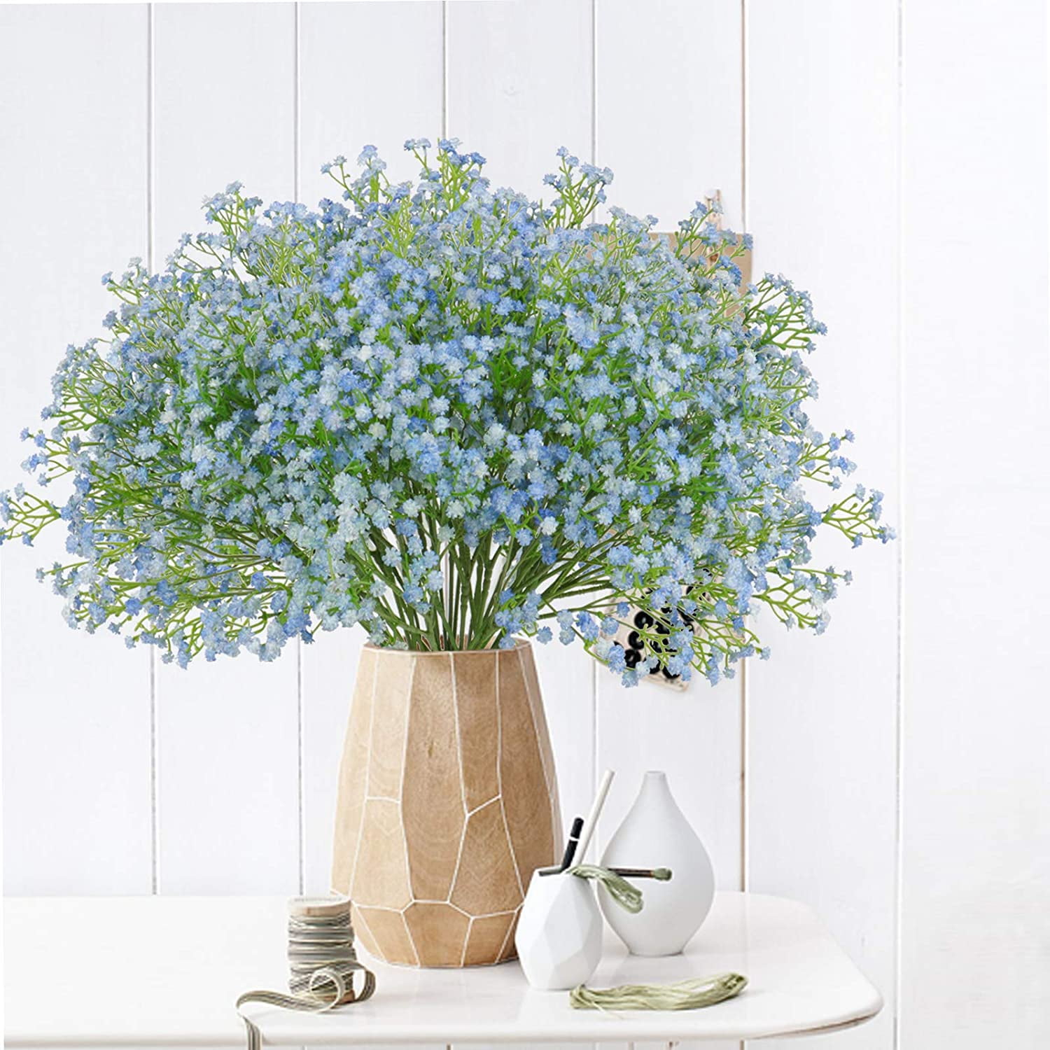 DEEMEI 15 PCS Babys Breath Artificial Flowers Fake Babys Breath Flowers  Artificial Bulk Blue Gypsophila Bouquets Real Touch Faux Flowers for  Wedding
