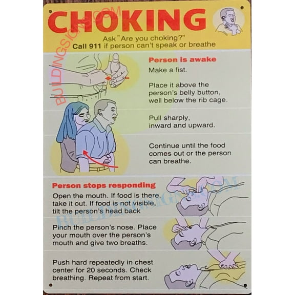 CHOKING POSTER SIGN(10X14,YELLOW,ALUMINUM) -ref16822
