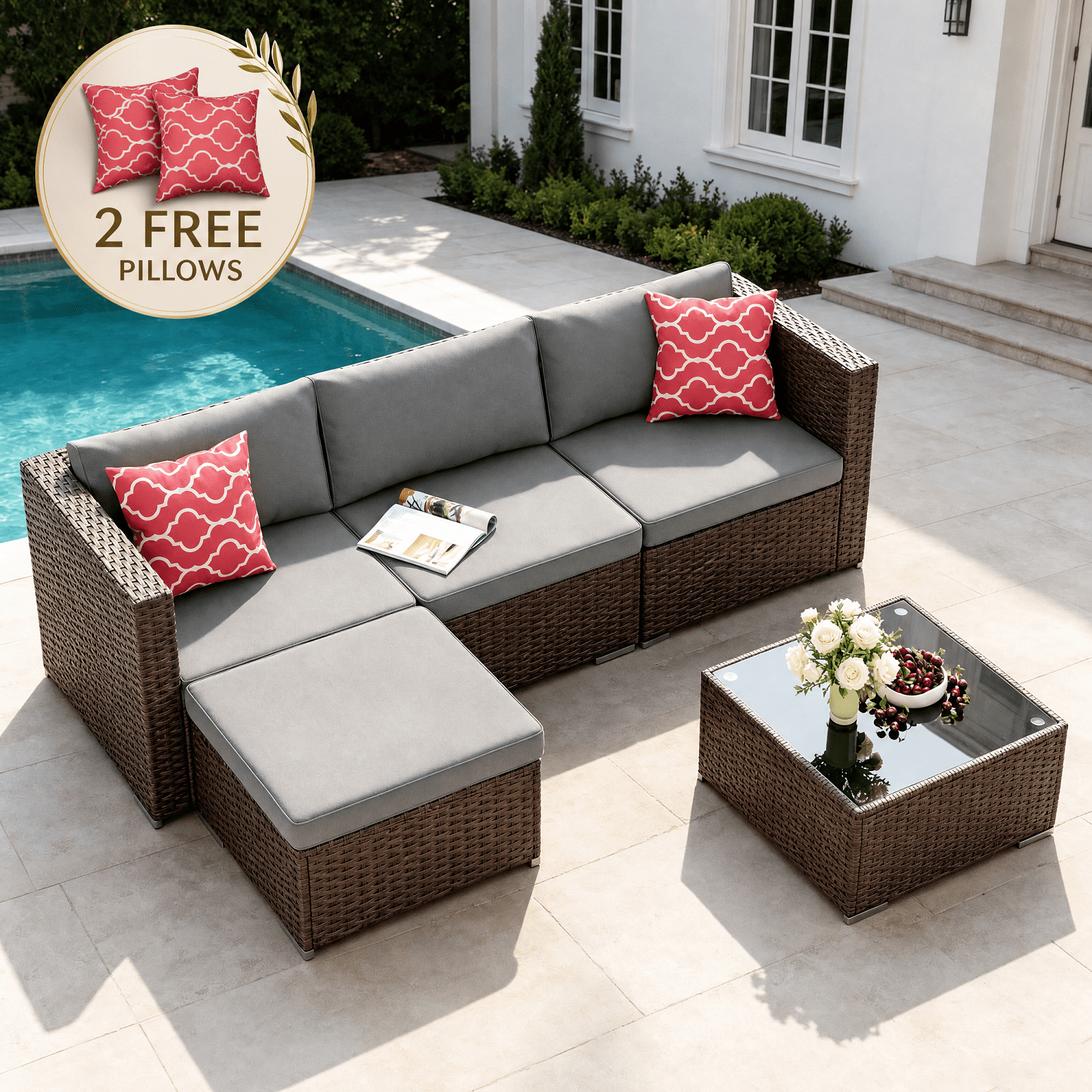 Gymax 4-Piece Outdoor Acacia Wood Patio Furniture Conversation Set