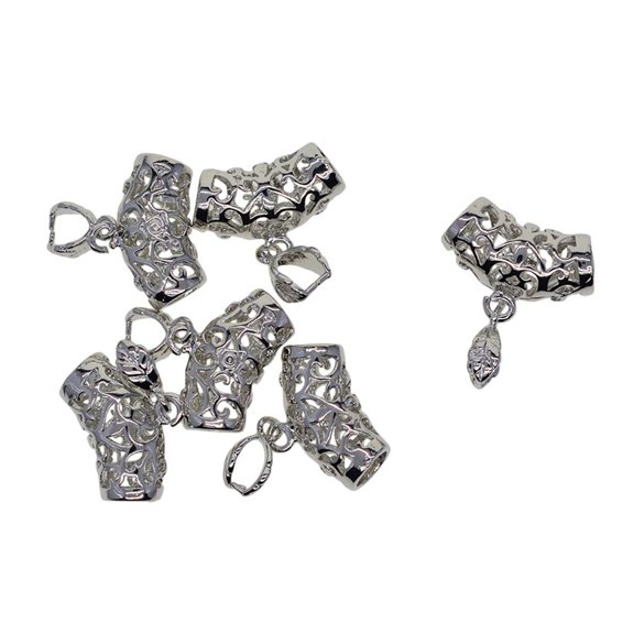 6set Leaf Pinch Bails Silvery Bail Clasp Clothing Bag Decor DIY Jewelry Findings