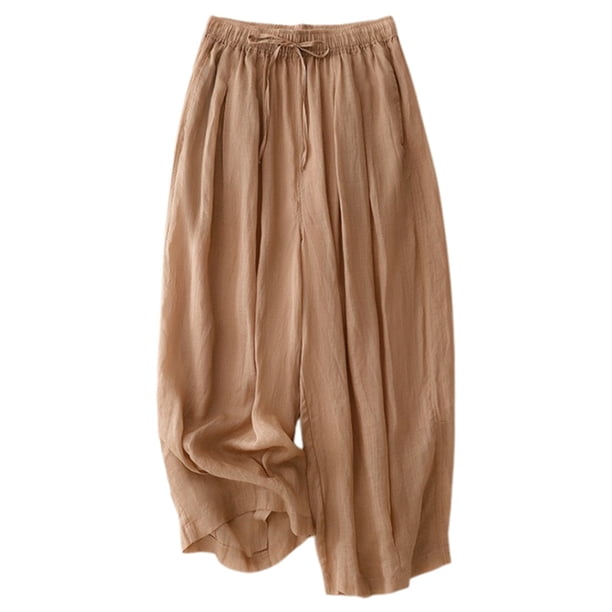 Pantalones anchos con cintura elástica para mujer, para primavera/verano - Pantalones cortos informales con cordones