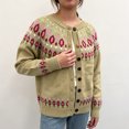 thumbnail image 4 of JUUNthy Womens Knit Cardigan, Vintage Graphic Long Sleeve Button Front Casual Fashion Sweater Outwear Pink 5XL, 4 of 14