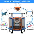 thumbnail image 5 of YORIN Trampoline for Kids, 5FT Toddler Mini Trampoline with Enclosure Net, Basketball Hoop, 60'' Indoor/Outdoor Kids Trampoline with Swing, Adjustable Gymnastics Bars, Gifts for Boys & Girls, 600LBS, 5 of 7