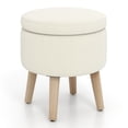 thumbnail image 1 of Costway Ottoman Rond de Rangement Repose-Pieds avec Plateau pour Salon Chambre, 1 of 9