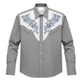 thumbnail image 4 of Zysthvn Casual Shirts for Men Fall Long Sleeve Work Western Cowboy Man Tee Shirt Printed Turn Down Collar Button Lightweight Tops, 4 of 4