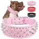 thumbnail image 1 of Collar de perro ajustable con pinchos anchos, remaches de hongos, collares de piel sintética para gatos, collar duradero para mascotas con tachuelas para razas pequeñas, medianas y grandes, rosa, 1 of 4