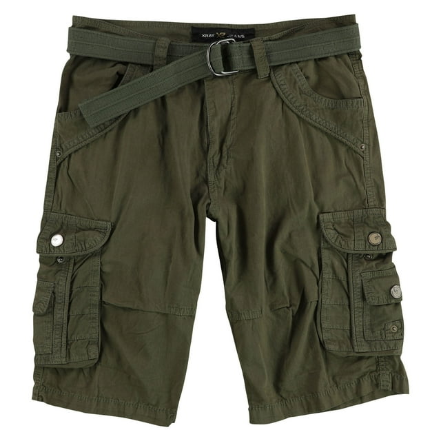 XRAY Mens Belted Double Pocket Casual Cargo Shorts, sage, 32