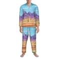 thumbnail image 3 of Lsque Pixel Desert Landscape Pattern Long Sleeve Pajama Set for Men - Soft 2-Piece Sleepwear and Loungewear Set with Pockets, Comfy Nightwear-X-Large, 3 of 7