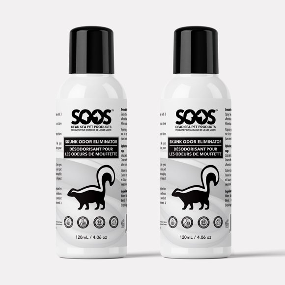 Soos Éliminateur d'Odeurs de Moufette Naturelle pour Animaux, Tissus et surfaces - 120 ml (Lot de 2)