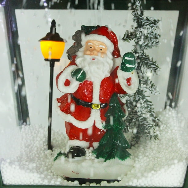 Christmas Time 74-In. Musical Dual-Lantern Street Lamp | Santa, Snowman, 1 Sign, Cascading Snow, and Christmas Carols | Green | CT-SL074A-GRN Christmas Time 74-In. Musical Dual-Lantern Street Lamp | Santa, Snowman, 1 Sign, Cascading Snow, and Christmas Carols | Green | CT-SL074A-GRN