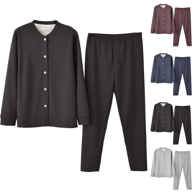 Sentmoon Ensemble de Pyjama pour Homme Pantalon de Pyjama pour Homme Pantalon Décontracté pour Homme Ample Uni et Pyjama d'Hiver Épais et Chaud Manches Longues Pantalon Ensemble de Pyjama pour Activités de Plein Air et Randonnée Gris G