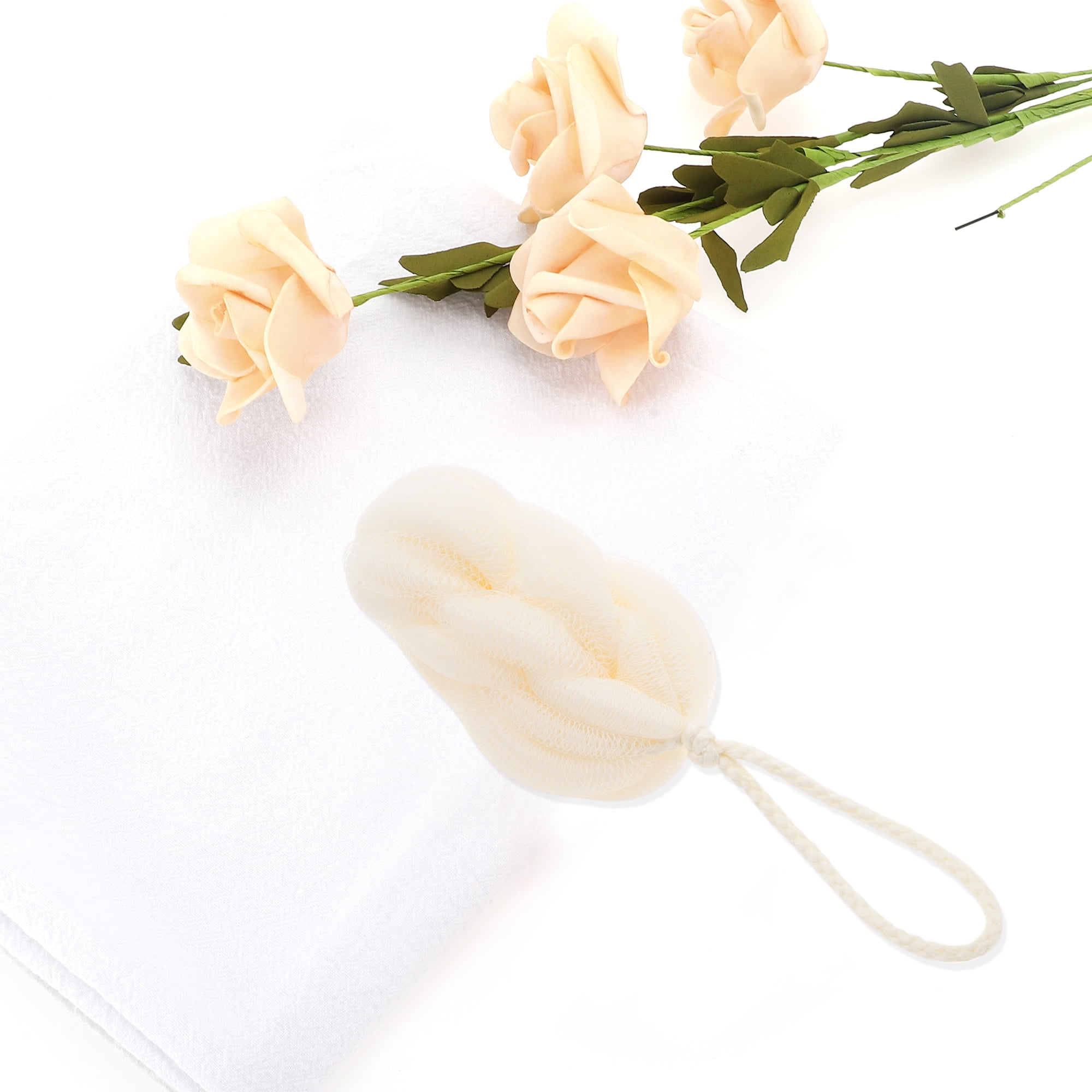 Unique Bargains Twisted Dough Shaped Bath Shower Loofah Sponge 1 Pc Beige