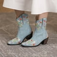 thumbnail image 2 of jovati New Winter Cowboy Boots Embroidered Flowers Thick Heel Ladies Short Boots, 2 of 9