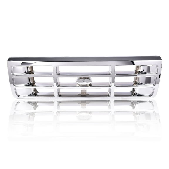 PIT66 Front Bumper Grille Insert Fit For 92-96 Ford F-150 92-97 F-250 Chrome Plastic F4TZ8200A, FO1200173, F2TZ13064D, FO2512130, F2TZ13064C, FO2513131