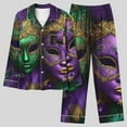 thumbnail image 2 of Moxiu Mardi Gras Pajamas for Women 2025 Loungrwear Set Festivel Long Sleeve Button Down Shirts Pant Carnival Holiday Pjs Sleepwear Multicolor,L, 2 of 5