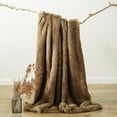 thumbnail image 4 of Battilo Camel Faux Fur Blanket,Reversible Mink Fur Blanket for Bed,Plush Warm Fuzzy Blanket,50"x60", 4 of 9