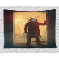 thumbnail image 1 of Fantasy Art House Decor Tapestry, Man with Rabbit Mask at the Door Spiritual People Acrylic Paint, Wall Hanging for Bedroom Living Room Dorm Decor, 80W X 60L Inches, Yellow Black, by Ambesonne, 1 of 1