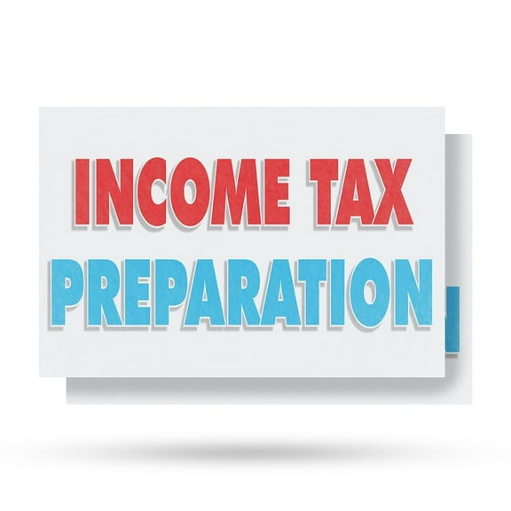 Income Tax Preparation Vinyl Decal 2 Pack of 12 Inch x 16 Inch Weatherproof Heavy-Duty Adhesive Backing | Professional Services, Tax Filing Assistance, Affordable Rates | Made in USA