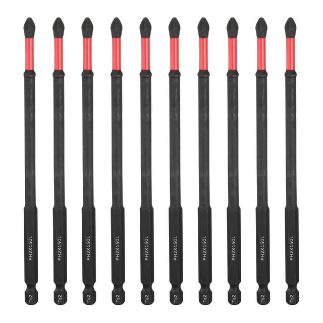 10 piezas de destornillador Phillips de impacto PH2 (#2) con punta antideslizante, vástago hexagonal de 1/4" de 6" (150 mm), destornillador magnético para quitar tornillos.