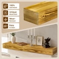 thumbnail image 4 of Resenkos 60" Rustic Fireplace Mantel, Handcrafted Wood Floating Shelf with Invisible Brackets, Wall Mounted for Living Room Decor, Natural Wood and Caramel, 4 of 7