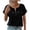 Black, variant on Spring Tops for Women Loose Zip Front V-Neck Short Sleeve Rolled up Blouse Summer Button Work Casual Shirt