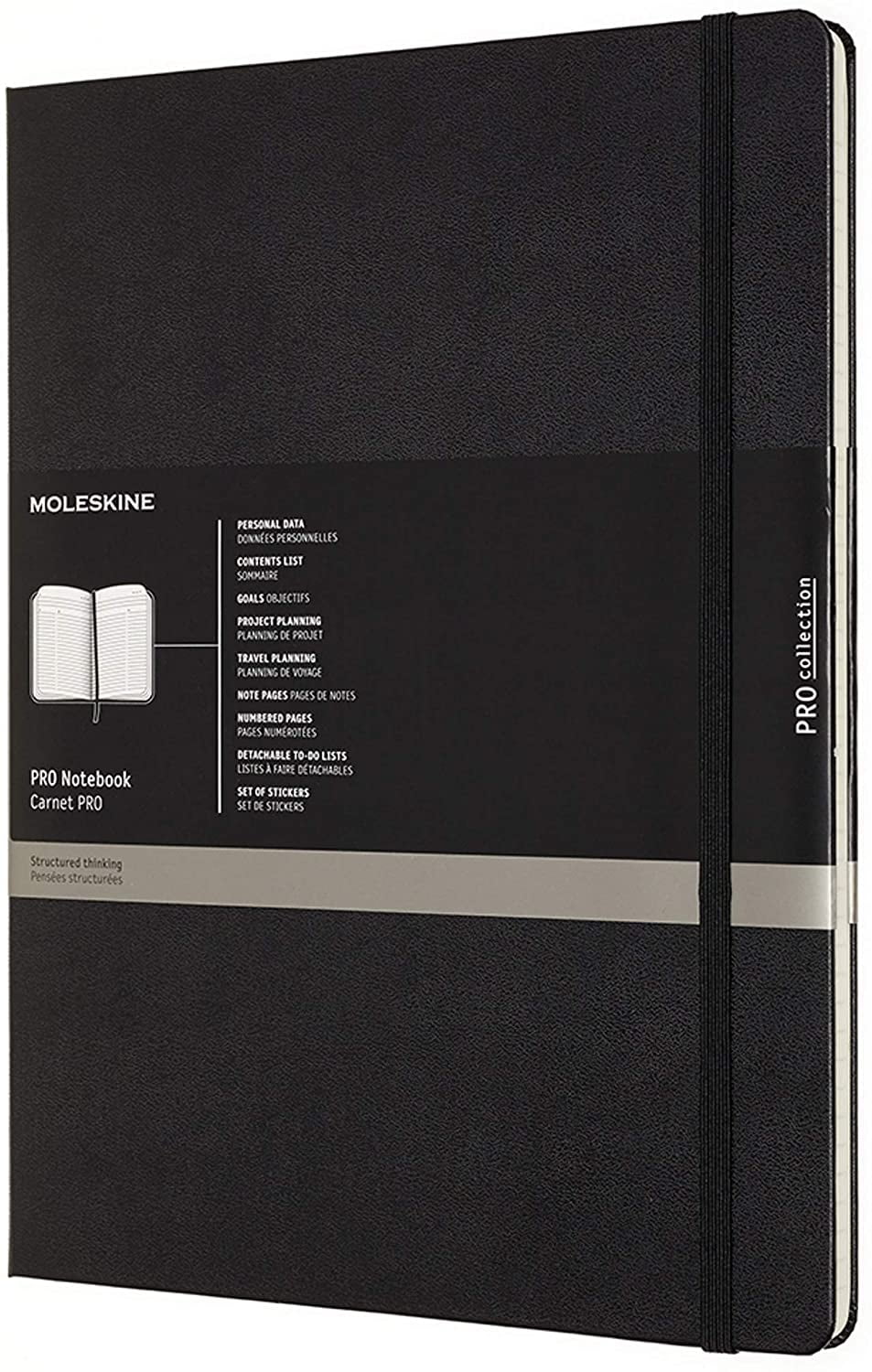 Moleskine PRO Notebook, Hard Cover, XXL (8.5" x 11") Professional Project Planning, Black, 192