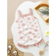 thumbnail image 6 of One opening Baby Girls Spring Summer Knit Sling Romper Sleeveless Ruffle Trim Floral Playsuit, 6 of 9