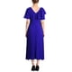 thumbnail image 3 of Vestido de verano midi con cuello asimétrico y dobladillo plisado de manga corta con volantes para mujer XL azul, 3 of 6