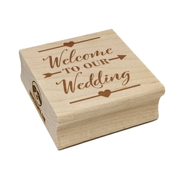 Welcome to Our Wedding with Hearts Square Rubber Stamp Stamping Scrapbooking Crafting - Small 1.25in