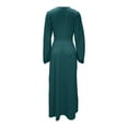 thumbnail image 5 of CIENVNSTG Women Dresses Long Sleeves V Neck Bridesmaid Dresses Wedding Side Slit Flowy Chiffon Evening Formal Dresses Sexy Beach Dress Dark Green 3XL, 5 of 5