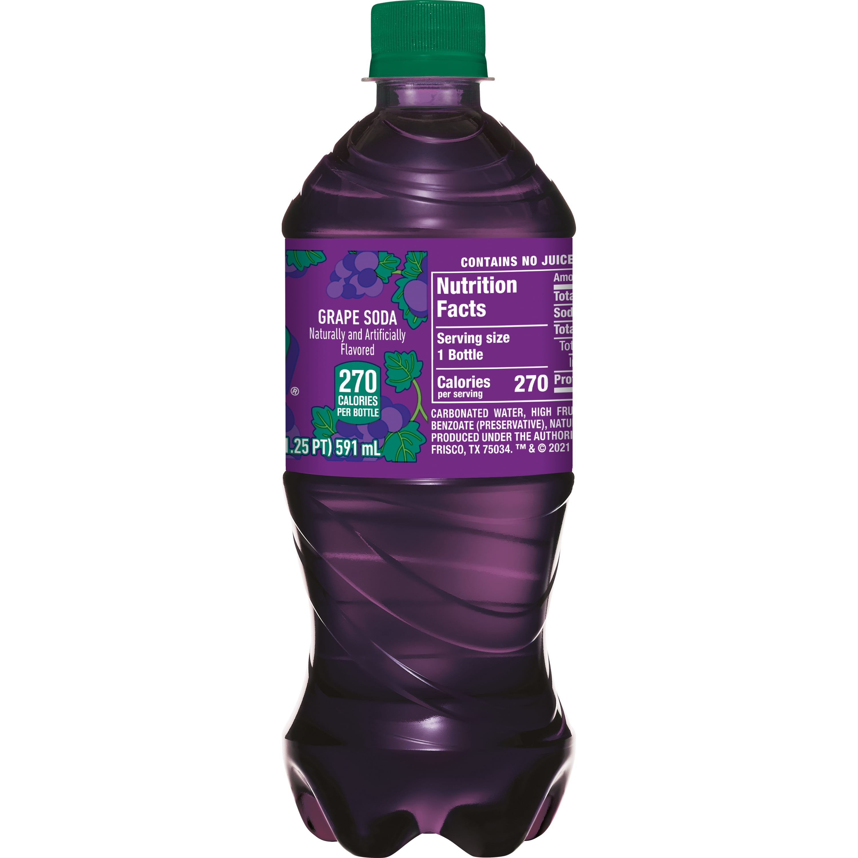 Crush Caffeine Free Grape Soda Pop, 20 fl oz, Bottle