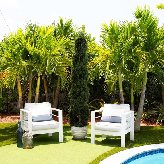 Nearly Natural Double Pond Cypress Spiral Artificial Topiary Tree - 7'