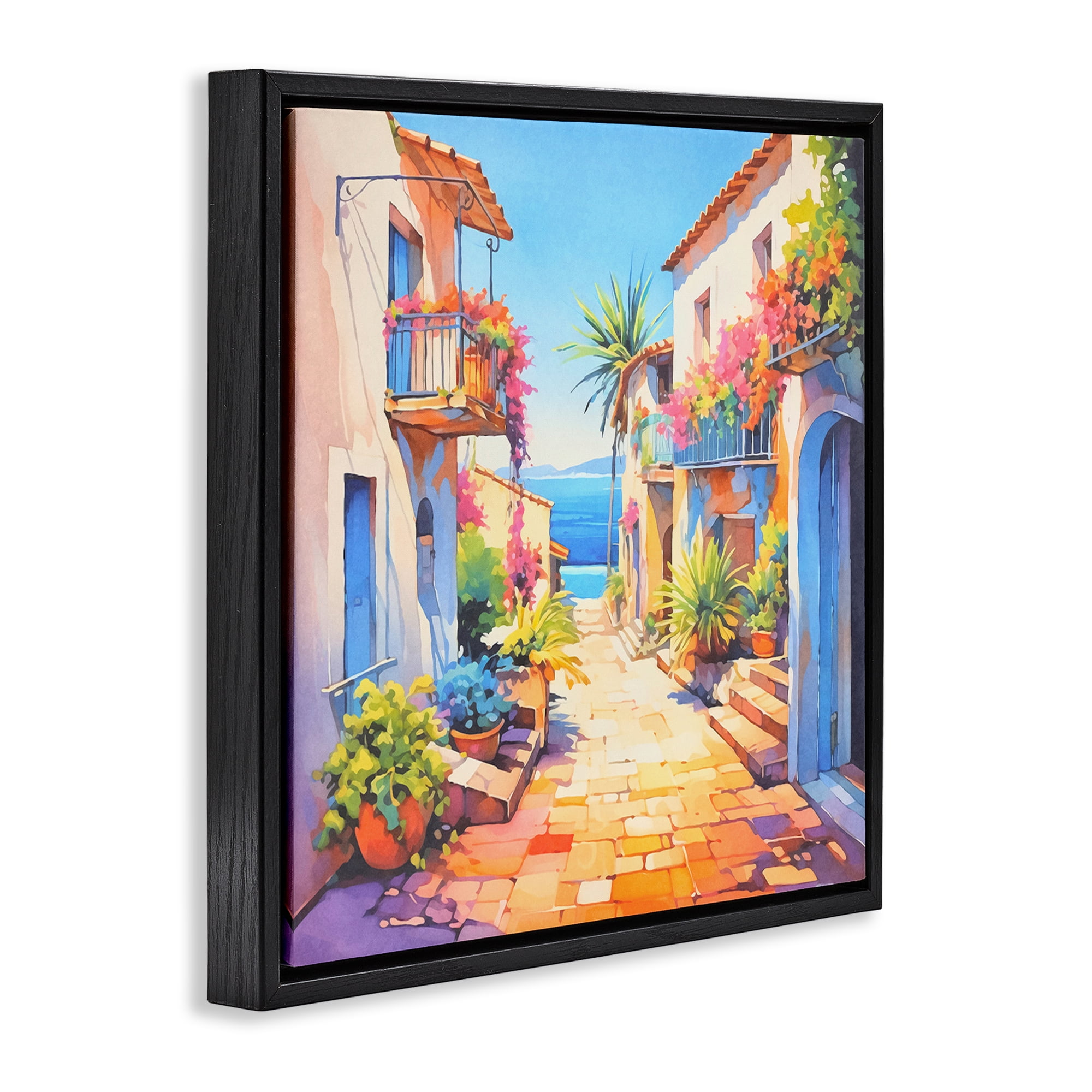 Stupell Industries Scenic Bella Vista Scenic & Cityscapes Painting Black Floater Framed Canvas Art Print Wall Art, 18 x 18
