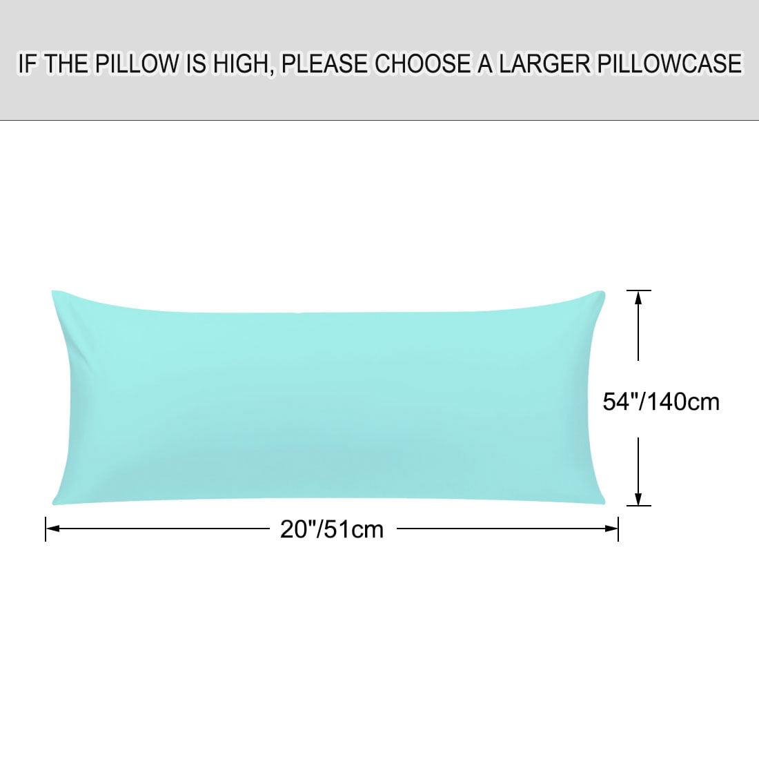Unique Bargains Pillowcases 2 Pack 100% Cotton Body Pillow Covers Cyan 20" x 54"