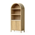 thumbnail image 7 of EYYTHUNG 71" Tall Arched Cabinet Modern Farmhouse 5-Tier Arched Bookcase Storage Display Cabinet with Faux Marble Top, Natural Oak, 7 of 7