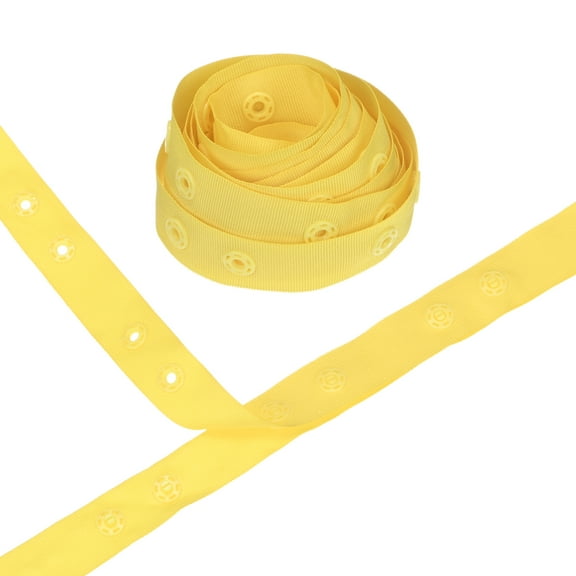 Uxcell 2 Yards Plastic Snap Buttons, Polyester Tape Hook & Eye Zipper Popper Press Stud Fastener for Sewing [Light Yellow, 36mm Spacing]