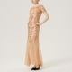 thumbnail image 5 of Puntoco Vestido Sexy Ajustado Para Mujer, Minivestido De Manga Corta De Malla Con Lentejuelas, Vestido Largo Beige L,Regalos Para Mujer Joven, 5 of 9