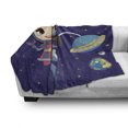 thumbnail image 3 of Retro Soft Flannel Fleece Throw Blanket, Little Girl Exploring Space with Cosmic Fashion Galactic Adventure Kids Cartoon, Cozy Plush for Indoor and Outdoor Use, 50" x 70", Multicolor, by Ambesonne, 3 of 6