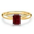 thumbnail image 3 of Gem Stone King 10K Two Tone Gold Red Garnet Engagement Ring for Women | 0.80 Cttw | Emerald Cut 6X4MM | Gemstone January Birthstone | Size 6, 3 of 6