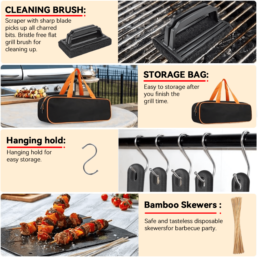 Griddle Accessories Kit, 140 Pcs Griddle Grill Tools Set for Blackstone and Camp Chef, Professional Grill BBQ Spatula Set with Basting Cover, Spatula, Scraper, Bottle, Tongs, Egg Ring