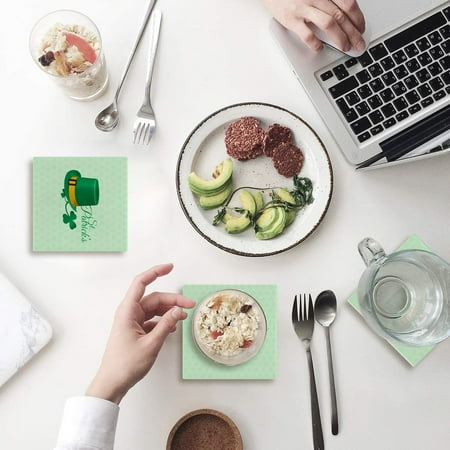 

FMSHPON Happy St. Patrick s Day Hat Set of 4 Coaster for Drinks Absorbent Ceramic Stone Coasters Cup Mat with Cork Base for Home Kitchen Room Coffee Table Bar Decor