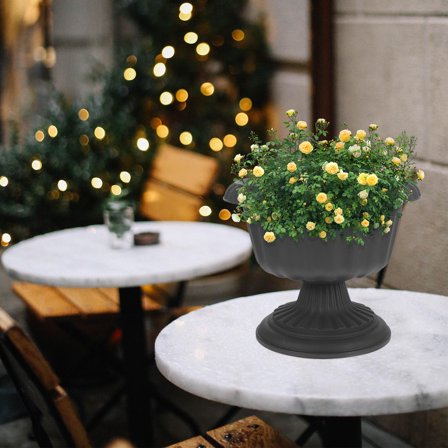 WASHWEPE 1Pcs Hydrocotyle Verticillata Bowl for Garden Planting Urn in Dark Grey Plastic